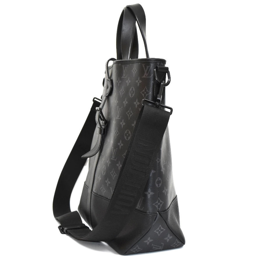 Louis Vuitton Tote Saumur Canvas Black Black Bag Eclipse Leather Monogram